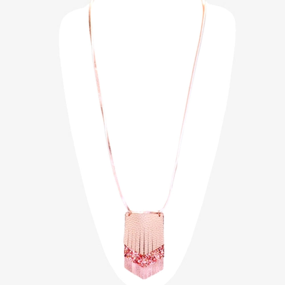 Rose Gold Leather Pendant Necklace
